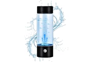 BYSKU Hydrogen Water Bottle, 2024 New Portable Hydrogen Water Ionizer Machine, Hydrogen Water Generator, Hydrogen Rich Water Glass Health Cup for Home Office Travel (Black)