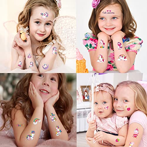 150 Pcs Temporary Tattoo Unicorns Gifts for Girls Fake Tattoos Stickers Birthday Party Supplies Unicorn Favors Decorations Temp Waterproof Tatto for Kids Favor Age 5 6 7 8 9 10 Years Old (10 Sheets)