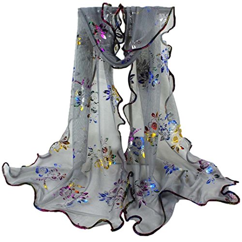 iHPH7 Women Multi-Color Peacock Flower Long Soft Shawl Lightweight Pashmina