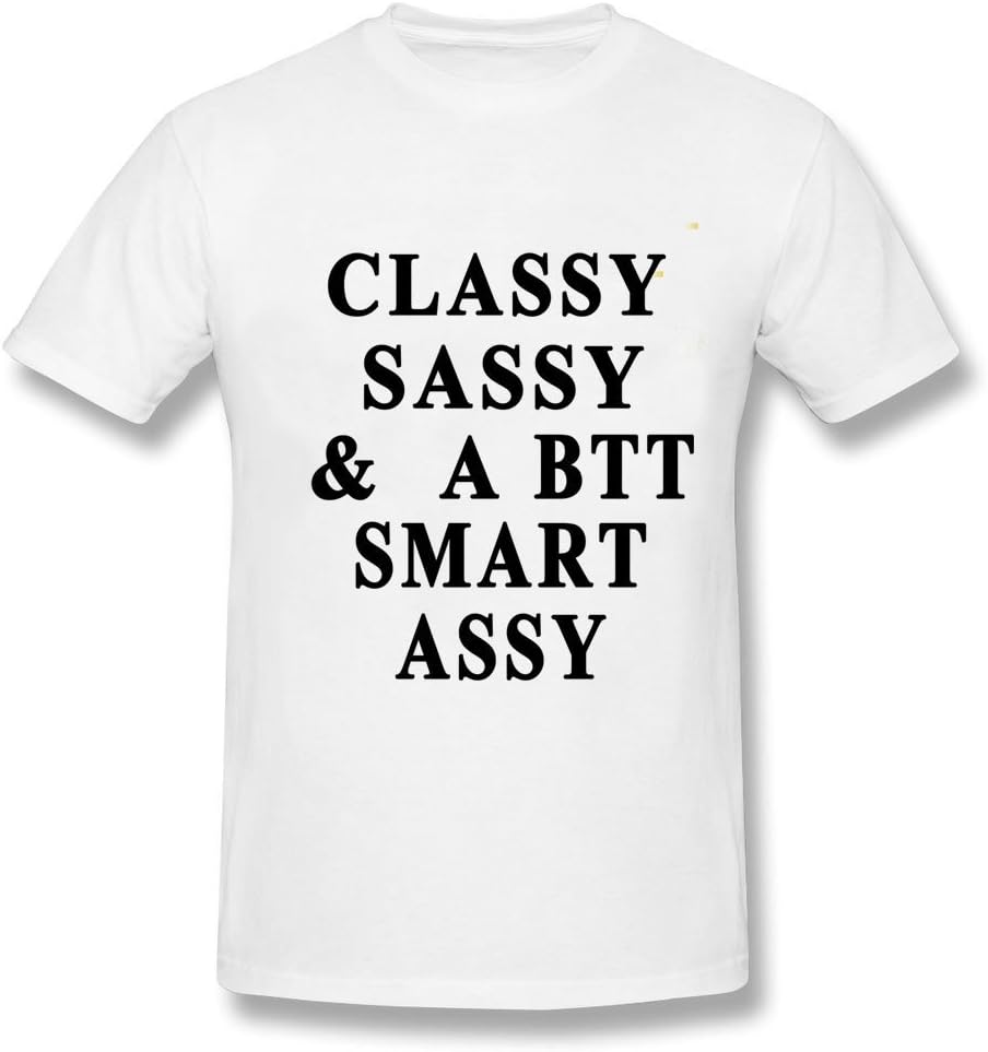 Hangdong Men's Classy sassy and a bit smart assy funny letter Short Sleeve T-shirt