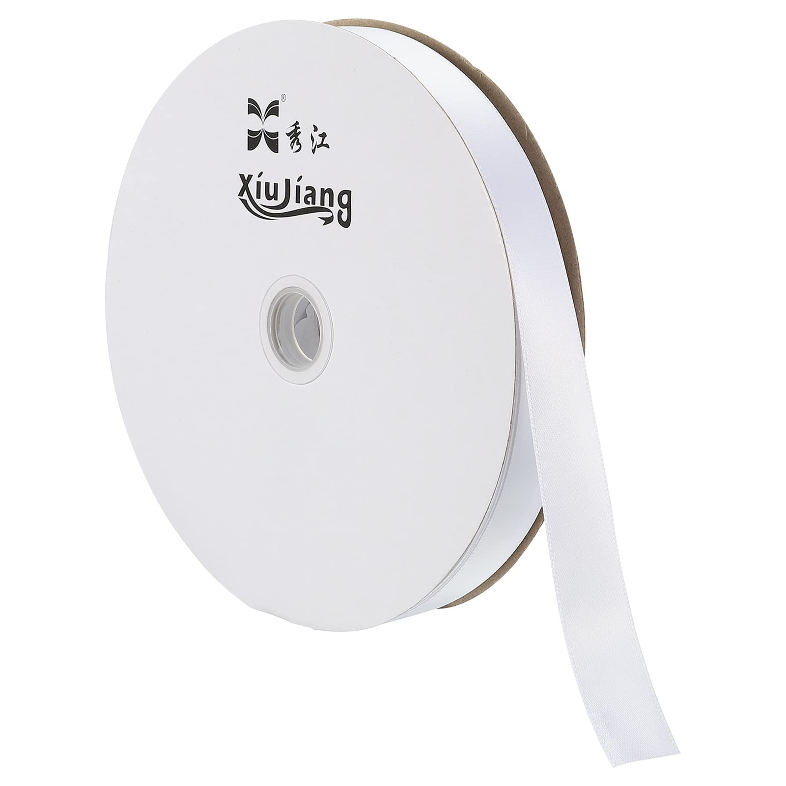 PATIKIL 0.79 Inch Wide 100 Yards Satin Ribbon, Solid Crafts Roll for Party Home DIY Wrapping Decoration Bleach White