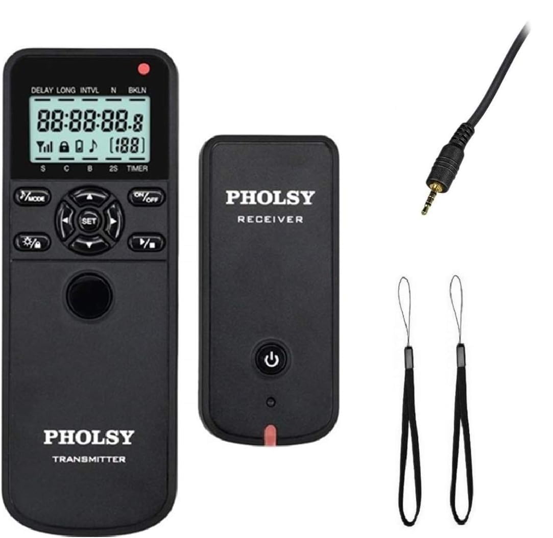 PHOLSY Wireless Camera Remote Release Control Intervalometer with HDR for Panasonic S5, S1H, S1R, S1M, S1, G95, G91, G90, G9, FZ1000 II, G80, G81, G85, GH5, GH6, G95, G7, GH7, GX8, G6, G5