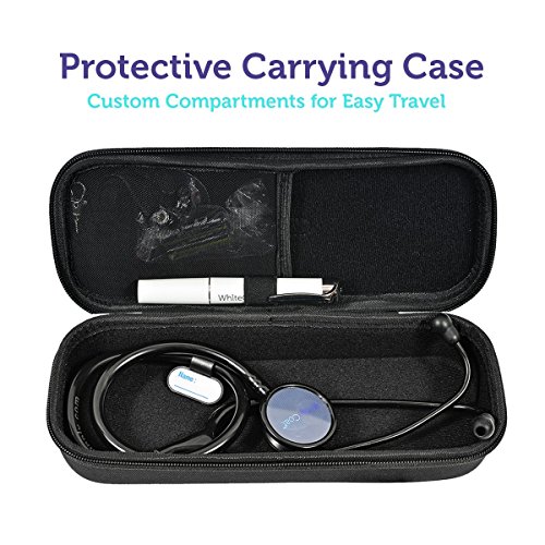 White Coat Dual Head Stethoscope, Lightweight and Acoustical with Protective Case Jet Black