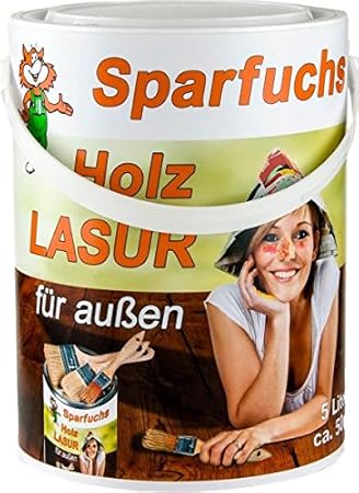 Sparfuchs Holzlasur UV-Stabil Lasur Wetterschutz Holzschutzlasur in TEAK für den Außen- & Innenbereich geeignet - 5 L