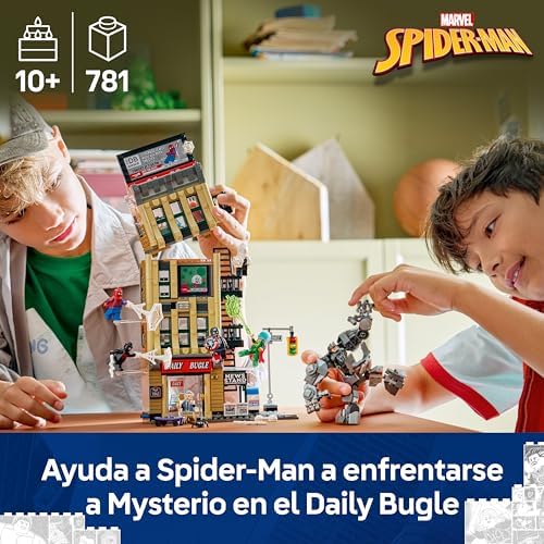 | Marvel Spider-Man vs. Mysterio: El Daily Bugle - Superhéroe de Juguete con Figura de Acción Meca y 7 Minifiguras - Regalo de Cumpleaños para Niños de 10+ Años y Fans de Las Películas - 76342