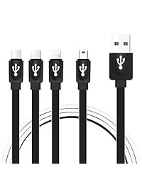 Multi Cargador Cable 2 Pack ivvo 4 en 1 Múltiples adaptador USB Cable de carga con Lightning Micro tipo C Mini Puertos USB para iPhone 7 7 Plus, iPad, Galaxy S8, Android y más