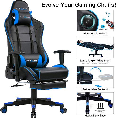Gtracing Gaming Chair With Speakers Pink Cherry Blossom Patent Design Girl Power Bluetooth Music Video Game Chair Audio Heavy Duty Computer Desk Chair Gt890m Sakura Pink Sports Outdoors Video Game Chairs