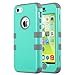 ULAK iPhone 5C Case, Shockproof Soft Silicone Rubber Hard Plastic Hybrid Heavy Duty Protection Kidproof High Impact Case Cover for Apple iPhone 5C-Glossy Mint/Grey