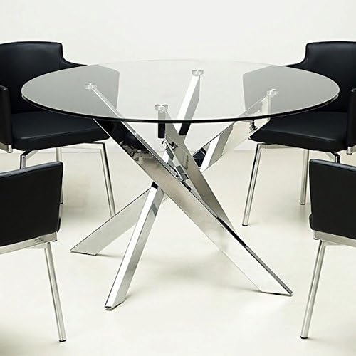 Somette Round Glass Top Chrome Dining Room Table