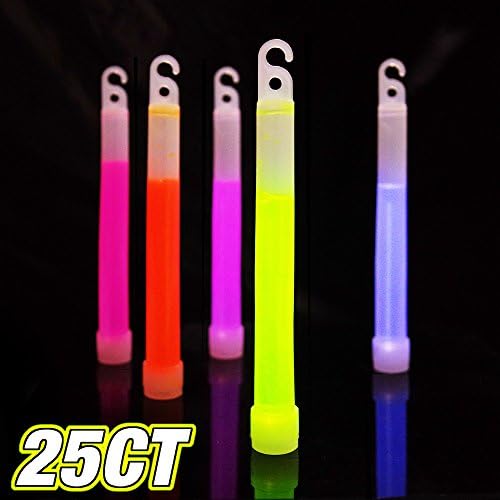 PARTYSAVING [25-Pack] Industrial Grade Glow Stick 6 Inch Ultra Bright Color Assortment 12-Hour Duration, APL1430