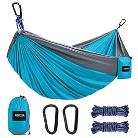 Kootek Camping Hammock Double & Single Portable Hammocks with 2 Hanging Ropes, Lightweight Nylon Parachute Hammocks for… 518e5C7UMCL