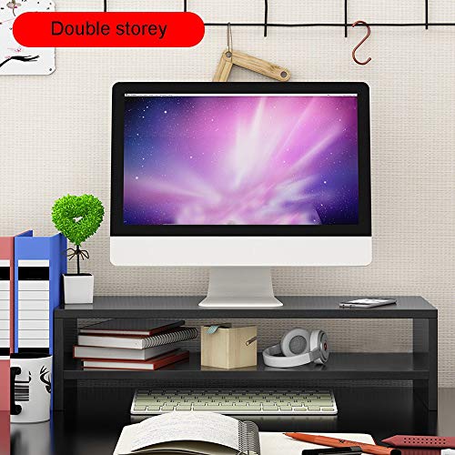 image for CapsA Wood Monitor Laptop Stand Computer Riser Organizer with Storage 