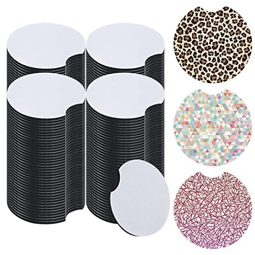 Photo 1 of 120PCS Sublimation Blanks Car Coasters, Absorbent Auto Coasters for Cup Holders, Neoprene Car Coasters Absorb Spills to Keep Cupholders Clean