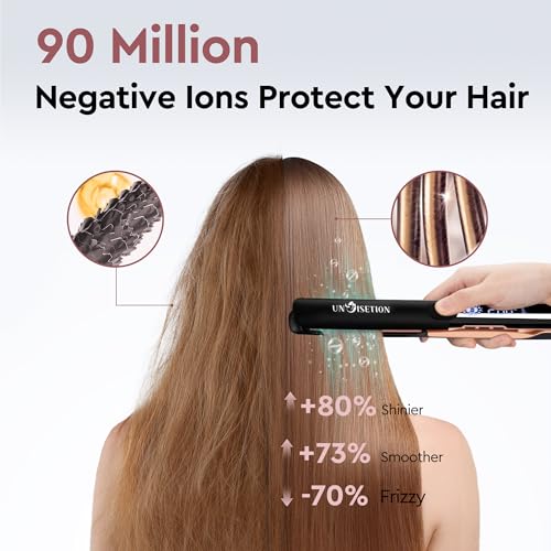 UNOISETION Flat Iron Hair Straighteners for Women with Negative Ion Hair Care, Advance 3D Floating Plates with Vibration, 15S Fast Heating, Up to 260°C, Hair Straighteners and Curlers in One