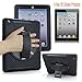 Apple iPad 2 iPad 3 iPad 4 Handheld Shock and Drop Proof Rugged Kickstand Case with a 360 Degree Swivel Kickstand and a Hand Grip Belt (Handheld Case-Black)