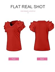 SHEWIN T Shirts for Women Ruffle Short Sleeve Tops
