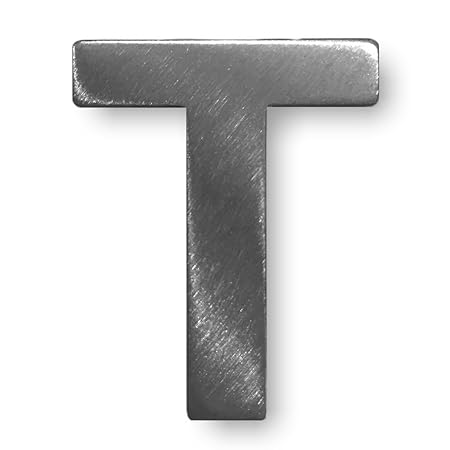 Individueller Metall-Buchstabe “T” aus gebürstetem Edelstahl – Höhe 4cm – Hausnummer, Zimmerbeschriftung, Bürobeschriftung, T
