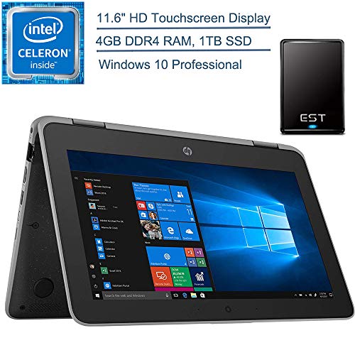 2020 HP ProBook x360 11.6″ 2-in-1 LED Touchscreen Business Laptop Computer, Intel Quad-Core Celeron N4100 Up to 2.4 GHz, 4GB DDR4, 1TB SSD, Windows 10 Professional + EST 500GB External Hard Drive