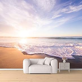 Wall Mural Romantic Beach Removable Wallpaper Wall Sticker for Bedroom Living Room - 66x96 inches