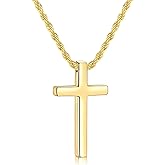 Fiusem Valentines Gifts for Him - Cross Necklace for Men, Mens Cross Necklaces with 2.5mm Rope Chain, Stainless Steel Pendant Chain 16-28 Inch, Jewelry Gift