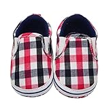 Voberry® Newborn Baby Canvas Grid Soft Sole Infant Prewalker Toddler Shoes (6~12 Month, Red )