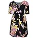 Samtree Women's Plus Size Floral 3/4 Sleeve Backless Cocktail Party Swing Dress(Tag size 5XL(US 18 W),Black Floral)