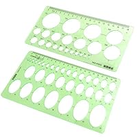 XYBAGS 2PCS Professional Quality Circle and Oval Template Measuring Templates Ruler for Office/ Creative Studio/ Personal Drawing/ Drafting