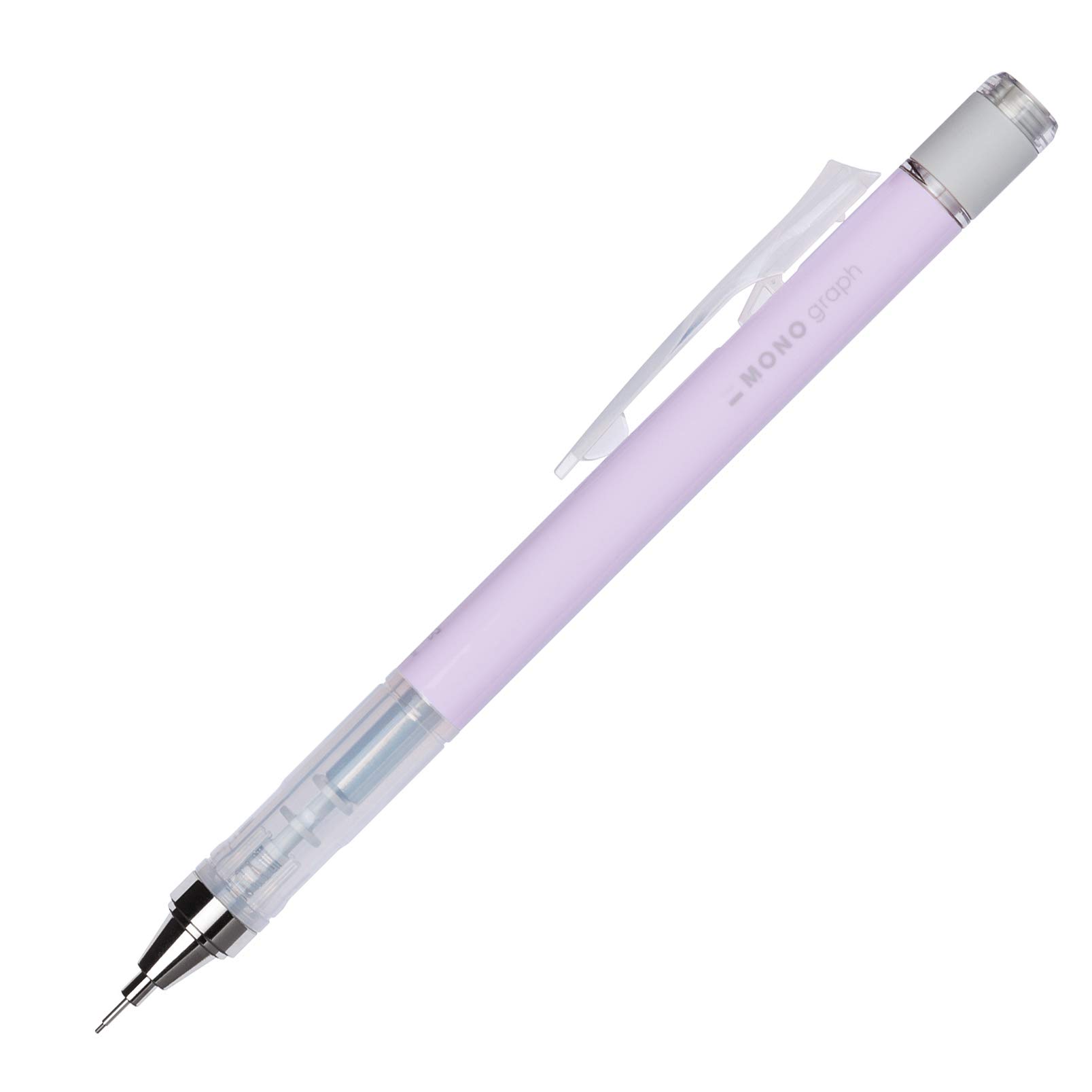 Tombow MONO graph mechanical pencil 0.5 mm, lavender, HB, precise drawing with 4 mm tip, shaking mechanism, refillable eraser included [SH-MG94]