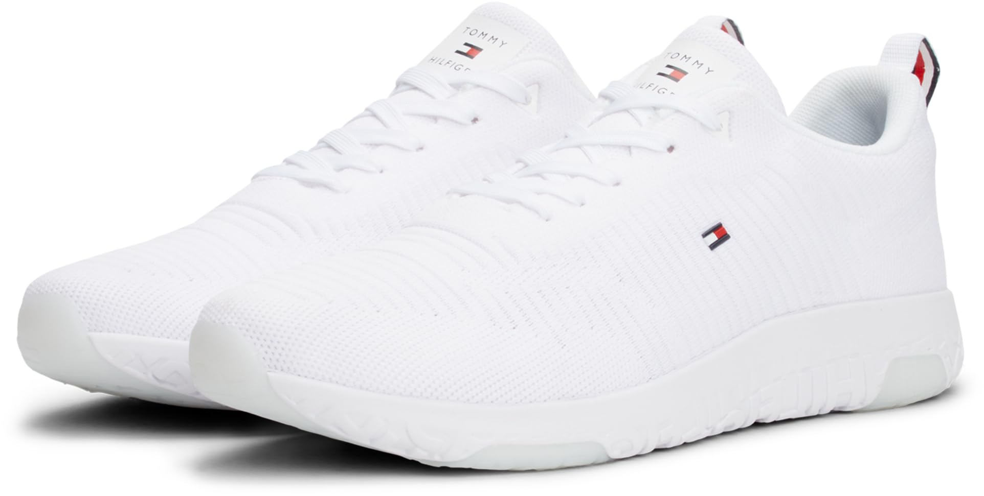 Tommy Hilfiger Herren Runner Sneaker Corporate Knit Rib Runner Sportschuhe, Weiß (White), 42 3