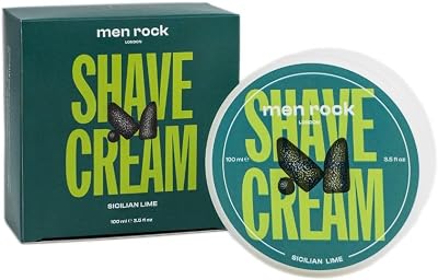 Men Rock Sicilian Lime Shave Cream 100ml for Wet Shaving Cruelty Free