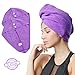 SOFTOWN Microfiber Hair Drying Towel Wrap Super Absorbent for Women with Short Hair (11 x 28 inch, Purple-Long-2 Pack)