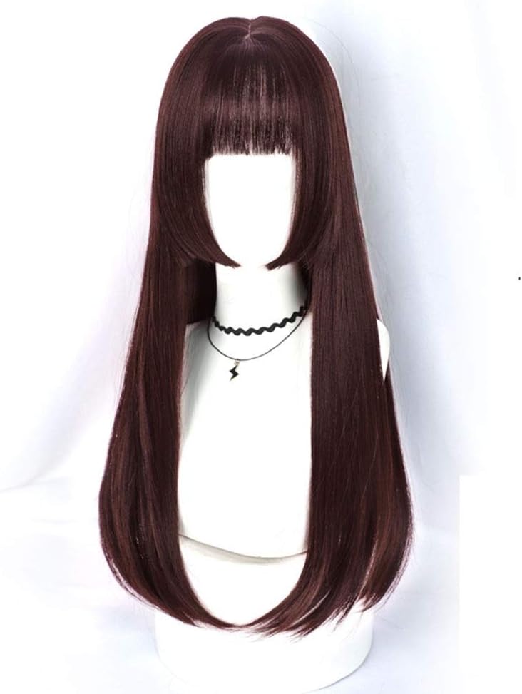 Zhangmeiren Long, Straight Black Hair Wig Girls Natural-looking All-caps Type Network Red Princess (Color : B)