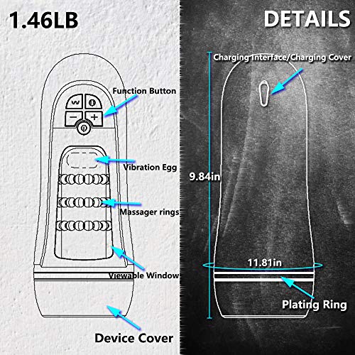 Male Masturbator Automatic Adults Sex Toys for Men Masturbation Cup, Penis Training Masturbator Electric with 5 Speeds & 5 Frequencies Thrusting and Vibration simulation 3D Realistic Vagina USB Charge