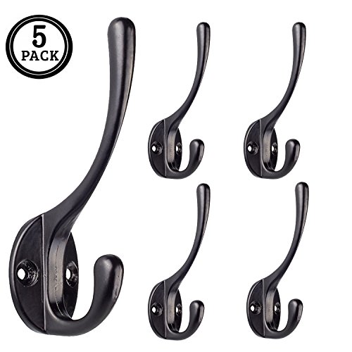 Wall Hooks Coat and Hat Hook Heavy Duty Dual Coat Hooks 4", Wall