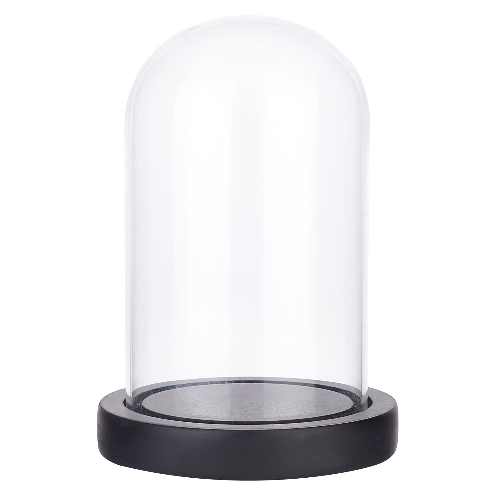 NBEADS Eternal Flower Glass Display Dome, Half Round Clear Glass Jewelry Display Case Bell Jar Cloche for Home Decoration, Black
