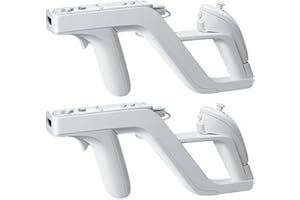 HKWX 2 Pcs Premium Zapper Gun for Nintendo Wii Wireless Remote Controller Game, White