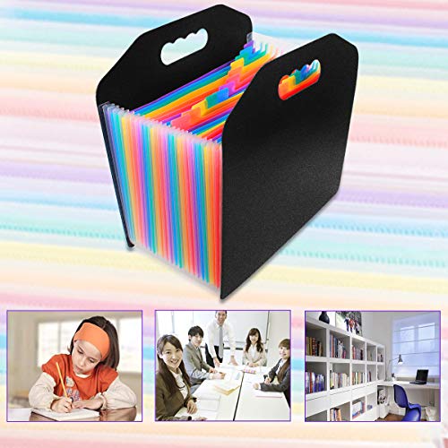 Expanding File Folder 24 Pockets with Handle, OUSL Letter Size A4 Expandable File Organizer, Monthly Accordion Document Organize Planner
