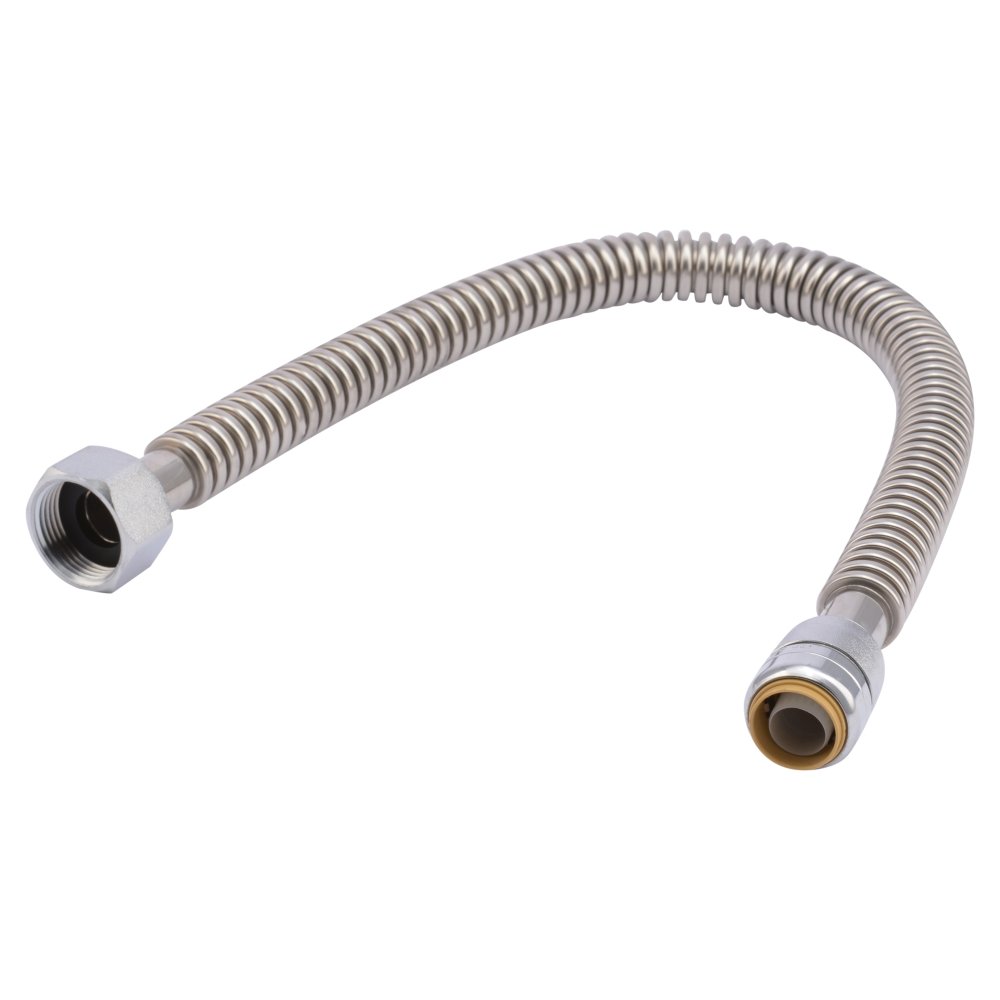Sharkbite SS3086FLEX24LF SS3086FLEX24LFA Corrugated Flexible Connector, 3/4 inch x 1 inch FIP x 24 inch, Push-to-Connect Braided Stainless Steel Water Heater Hose, 3/4" X 1" X 24"