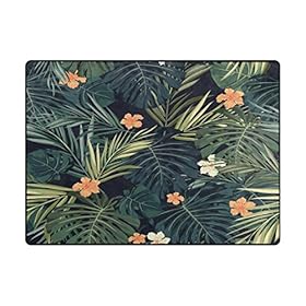 ALAZA Hawaiian Summer Palm Tree Leaves Flower Retro Area Rug Rugs for Living Room Bedroom 7' x 5' 518eHBujbhL