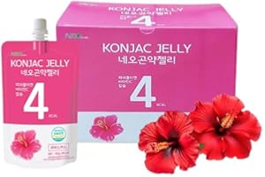 Neo Konjac Jelly Hibiscus 1box (150ml x 10 packs), 4 Calories per Pouch, Sugar Free, Low Calories, Fruit Flavor, Jelly with L