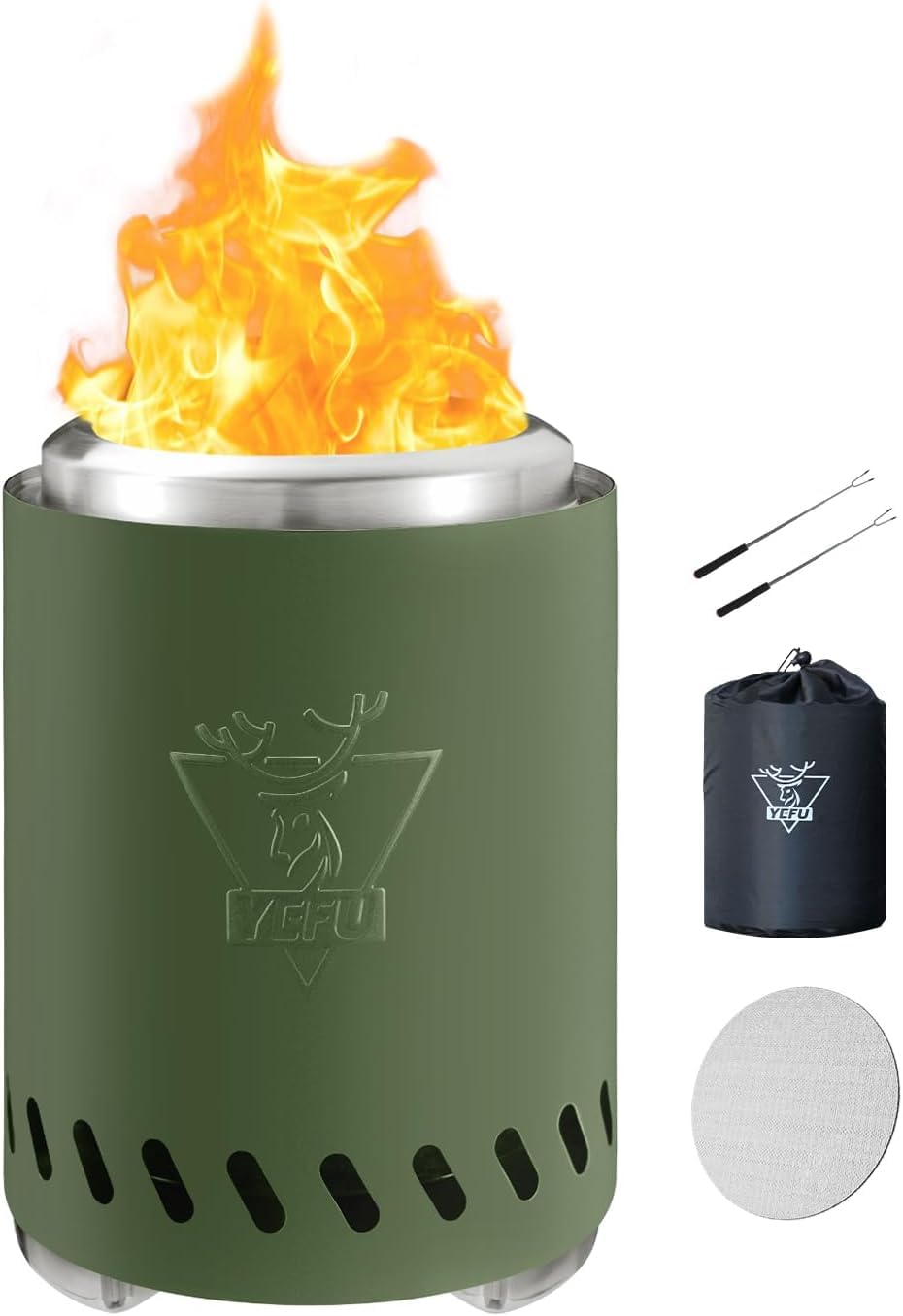 Generic Smokeless Fire Pit, Table Top Portable Fire Pit Fueled by Pellets or Wood, Safe Burning Table Top Firepit, with Travel Bag, 2 Mini Sticks, Fireproof Mat 25×18CM