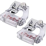 TecUnite Rolled Hem Pressure Foot Sewing Machine Presser Foot Adjustable Bias Binder Foot Hemmer Foot Set for Domestic Sewing Machines, 2 Pack