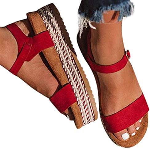 Women Flat Wedge Sandals Thick Bottom Soft Sandals Dress Shoes Ankle Strap Sandals Beach Shoes by Gyouanime