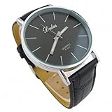 Youyoupifa Best Birthday Gift Fashion PU Leather Strap Quartz Wrist Watch (Black)