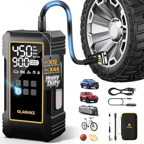 OlarHike 12000mAh Heavy Duty Tire Inflator Portable Air Compressor | Powerful, 7X