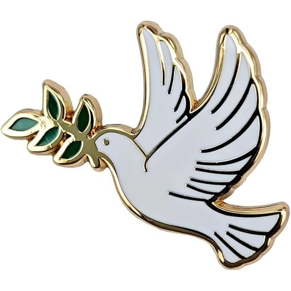 Amazon.com: Ficsowy Peace Dove and Branches Enamel Pin  display picture 1