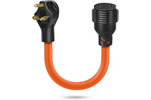 ABEDEN NEMA TT-30P to L14-30R Adapter Cord,1.5 FT 10AWG 30 Amp 3 Prong to 4 Prong Generator Plug Adapter,Generator to House Inlet Box Adapter Cord