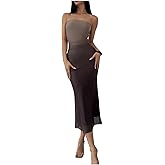 GORGLITTER Women's Mesh Strapless Ruched Bodycon Maxi Dress Wedding Guest Prom Cocktail Summer Y2k Long Tube Dresses