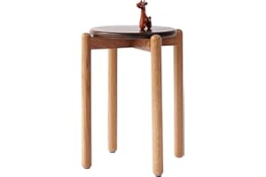 Vadisun Solid Oak Wood Round Stool, Kitchen & Dining Room Stools, Stackable Stools for Living Room,Dining Room, Kitchen, Classroom (Black Walnut Color)