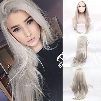 Peluca De Pelo Largo Plateado O Rubio Platino De Ziweiya